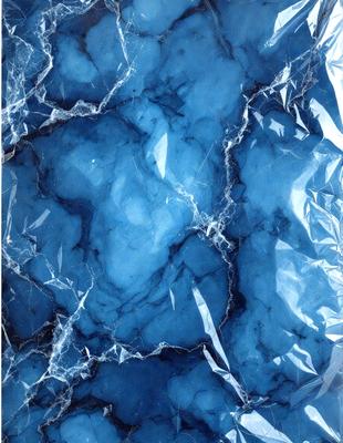 The primary subject of the image is a blue, textured surface that appears to be a piece of blue glass or a blue stone. The setting is a close-up of the blue surface, which is the main focus of the image. The visual style is a close-up of the blue surface, which gives the image a detailed and intimate appearance. The colors and mood of the image are predominantly blue, creating a calm and serene atmosphere.
