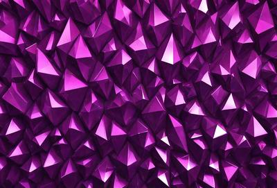 The primary subject of the image is a purple wall with a pattern of triangles. The setting is a room with a purple wall, and the visual style is a digital art or illustration. The dominant colors are purple and pink, creating a calm and soothing atmosphere.