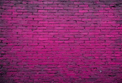 The primary subject of the image is a brick wall painted in a pink hue. The setting is a brick wall, and the visual style is a photo. The dominant colors and overall atmosphere are pink and vibrant, creating a unique and eye-catching appearance.
