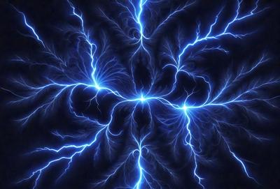 The primary subject of the image is a blue lightning bolt, which is the main object, scene, or focus of the image. The setting is a dark background, which creates a dramatic and moody atmosphere. The visual style is a digital art or illustration, as the lightning bolt is depicted in a detailed and artistic manner. The colors and mood are predominantly blue, with the lightning bolt being the most prominent and striking feature in the image.