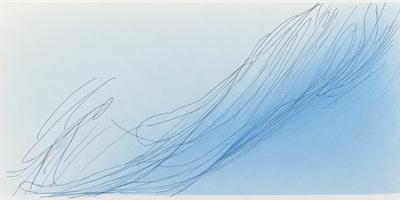 The primary subject of the image is a blue wave, which is the main focus of the scene. The wave is depicted in a blue and white color scheme, giving it a calm and serene appearance. The setting is a blue background, which complements the wave and adds to the overall visual style. The image is a digital art or illustration, showcasing the artist's skill in capturing the essence of the wave in a visually appealing manner.
