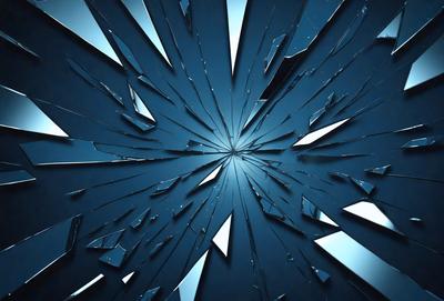 The primary subject of the image is a large, circular hole in a blue background. The hole appears to be a broken or shattered glass, giving the scene a somewhat eerie or dramatic atmosphere. The visual style of the image is a close-up of the hole, emphasizing its unique and striking appearance. The colors in the image are predominantly blue, which adds to the overall mood and tone of the scene.