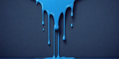 The primary subject of the image is a blue liquid dripping down a blue wall. The setting is a dark blue background, and the visual style appears to be a digital art or illustration. The dominant colors are blue, and the overall atmosphere is moody and dramatic.