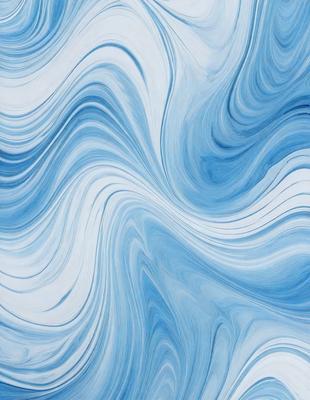 The primary subject of the image is a blue and white swirling pattern, which appears to be a painting or a digital artwork. The setting is a white background, which provides a clean and minimalist appearance. The visual style is a combination of painting and digital art, creating a unique and eye-catching design. The dominant colors are blue and white, which evoke a sense of calmness and tranquility.