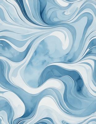 The primary subject of the image is a blue and white swirl pattern, which appears to be a digital art or illustration. The setting is a blue background, and the visual style is a combination of digital art and illustration. The dominant colors are blue and white, creating a calming and soothing atmosphere.
