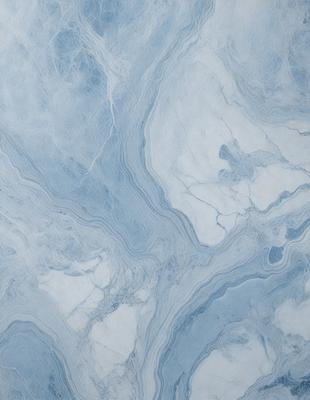 The primary subject of the image is a blue marble tile with a patterned design. The setting is a bathroom, as indicated by the presence of the marble tile. The visual style is a close-up of the tile, showcasing its intricate pattern. The dominant colors in the image are blue and white, creating a calm and soothing atmosphere.