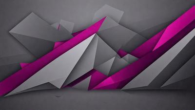 The primary subject of the image is a geometric pattern, which is a digital art piece. The setting is a gray background, and the visual style is a combination of digital art and illustration. The dominant colors in the image are pink and gray, creating a modern and minimalist atmosphere.