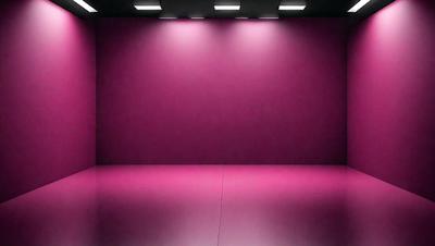The primary subject of the image is a large pink wall. The setting is a room with a pink floor, and the visual style appears to be a photo. The dominant colors in the image are pink, and the overall atmosphere is bright and vibrant.