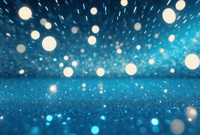 The primary subject of the image is a blue background with a pattern of white lights. The setting appears to be a dark room, and the visual style is a digital art or illustration. The dominant colors are blue and white, creating a calm and serene atmosphere.