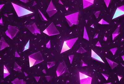 The primary subject of the image is a purple background with a pattern of purple triangles. The setting is a space with a purple background, and the visual style is digital art. The dominant colors and overall atmosphere are purple and pink, creating a vibrant and lively scene.