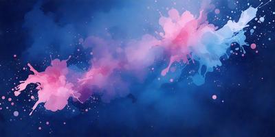 The primary subject of the image is a blue and pink background with a splash of paint, giving it a colorful and artistic appearance. The setting is a space with a blue sky, and the visual style is a combination of digital art and illustration. The colors and mood of the image are vibrant and lively, with the blue and pink hues creating a sense of energy and creativity.