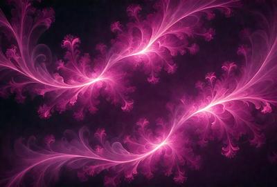 The primary subject of the image is a pink and purple floral pattern. The setting is a dark background, which contrasts with the vibrant colors of the floral pattern. The visual style is a combination of digital art and illustration, creating a unique and eye-catching design. The dominant colors are pink and purple, giving the image a warm and inviting atmosphere.