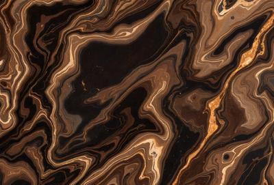 The primary subject of the image is a close-up of a marble-like surface with a patterned texture. The setting is a dark room, and the visual style appears to be a combination of a photo and a digital art or illustration. The colors and mood of the image are predominantly dark, with a sense of depth and intricacy in the patterned texture.