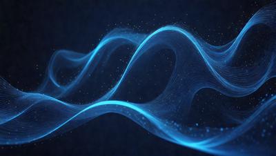 The primary subject of the image is a blue wave or ripple effect, which appears to be a digital art or illustration. The setting is a dark background, which contrasts with the blue wave. The visual style is a combination of digital art and illustration, creating a unique and captivating image. The colors and mood of the image are predominantly blue, giving it a calming and serene atmosphere.