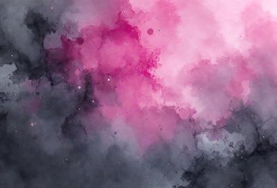 The primary subject of the image is a pink and purple cloudy sky. The setting is a space background, and the visual style is a digital art or illustration. The dominant colors are pink and purple, creating a warm and inviting atmosphere.