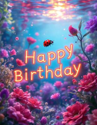 The primary subject of the image is a ladybug, which is the main object, scene, or focus of the image. The setting/background features a beautiful flower garden with pink flowers, creating a serene and vibrant atmosphere. The visual style of the image is a digital art or illustration, showcasing the ladybug in a colorful and detailed manner. The colors and mood of the image are predominantly pink, which adds a sense of warmth and happiness to the scene.