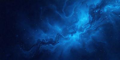 The primary subject of the image is a blue, swirling, and twisting space background with a few stars. The setting is a dark, starry sky, and the visual style is a digital art or illustration. The dominant colors are blue and black, creating a serene and mysterious atmosphere.