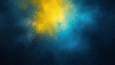 The primary subject of the image is a blue and yellow painting. The setting is a dark blue background, which contrasts with the bright colors of the painting. The visual style is a painting, which gives the image a unique and artistic appearance. The dominant colors are blue and yellow, creating a vibrant and lively atmosphere.