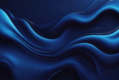 The primary subject of the image is a blue wave, which is the main object, scene, or focus of the image. The setting or background is a dark blue surface, which adds to the overall atmosphere. The visual style of the image is a digital art or illustration, as it is a well-crafted and detailed representation of the blue wave. The dominant colors in the image are blue and black, creating a calm and serene mood.
