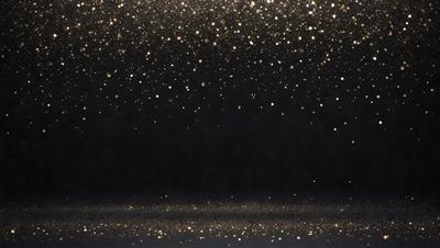 The primary subject of the image is a close-up of a glittering, shiny surface, possibly a mirror or a piece of reflective material. The setting is a dark background, which contrasts with the bright, sparkling surface. The visual style appears to be a photo or a digital artwork, as the glittering surface is captured in detail. The colors and mood of the image are predominantly dark and moody, with the glittering surface providing a contrasting and eye-catching element.