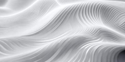 The primary subject of the image is a white, curved surface that resembles a wave or a mountain. The setting is a white background, which creates a clean and minimalist appearance. The visual style is a combination of digital art and illustration, as the curved surface is depicted in a detailed and artistic manner. The colors and mood of the image are predominantly white, giving it a calm and serene atmosphere.