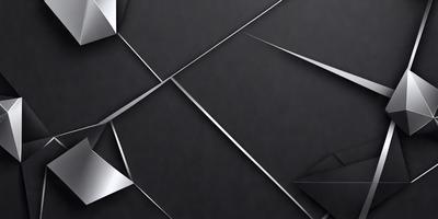 The primary subject of the image is a black and silver geometric pattern. The setting is a black background, which contrasts with the pattern. The visual style is a combination of digital art and illustration, creating a modern and artistic appearance. The dominant colors are black and silver, giving the image a sleek and sophisticated mood.