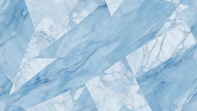 The primary subject of the image is a marble tile pattern. The setting is a marble tile surface, which serves as the background. The visual style is a close-up of the marble tile pattern, showcasing the intricate details of the design. The colors and mood of the image are predominantly blue, giving it a calm and sophisticated atmosphere.