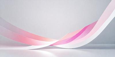 The primary subject of the image is a pink and white paper sculpture. The setting is a white background, which provides a clean and minimalist appearance. The visual style is a combination of digital art and illustration, as the paper sculpture is created using a digital medium. The colors and mood of the image are predominantly pink and white, giving it a soft and delicate feel.