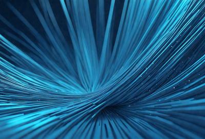 The primary subject of the image is a close-up of a blue, wavy, and curly wire. The setting is a dark background, which contrasts with the blue wire. The visual style appears to be a digital art or illustration, as the wire is depicted in a detailed and artistic manner. The colors and mood of the image are predominantly blue, creating a sense of calmness and tranquility.