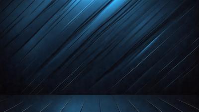 The primary subject of the image is a blue wall with a pattern of vertical lines. The setting is a dark room, and the visual style appears to be a digital art or illustration. The dominant colors are blue and black, creating a moody atmosphere.