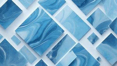 The primary subject of the image is a blue and white patterned tile. The setting is a white background, and the visual style is a digital art or illustration. The dominant colors are blue and white, creating a calm and soothing atmosphere.