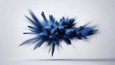 The primary subject of the image is a blue smoke or vapor, which appears to be a digital art or illustration. The setting is a white background, and the visual style is a close-up of the blue smoke. The colors and mood of the image are predominantly blue, creating a sense of depth and a somewhat mysterious atmosphere.