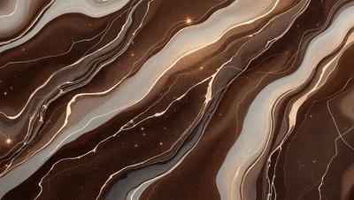The primary subject of the image is a marble countertop with a unique, swirling pattern. The setting is a kitchen, and the visual style is a close-up of the countertop. The colors and mood of the image are warm and inviting, with the marble countertop being the main focus.