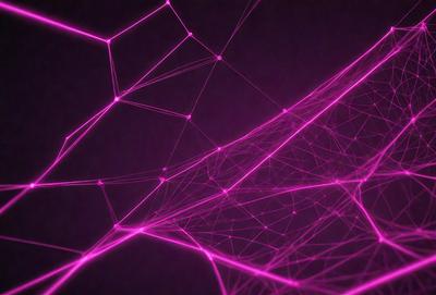 The primary subject of the image is a purple web or network of lines. The setting is a dark background, which contrasts with the purple lines. The visual style appears to be a digital art or illustration, as the lines are intricately intertwined and create a complex pattern. The colors and mood of the image are predominantly purple, giving it a unique and artistic appearance.