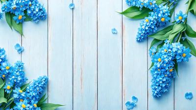 The primary subject of the image is a blue flower, which is displayed prominently in the foreground. The setting is a white wall, which serves as the background for the flower. The visual style of the image is a close-up of the flower, showcasing its details. The dominant colors in the image are blue and white, creating a calm and serene atmosphere.