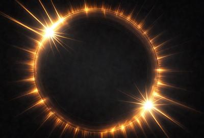 The primary subject of the image is a circle with a yellow glow, which appears to be a sun or a light source. The setting is a dark background, which contrasts with the bright yellow circle. The visual style is a combination of a photo and digital art, creating a unique and eye-catching effect. The colors and mood of the image are predominantly yellow, giving it a warm and inviting atmosphere.