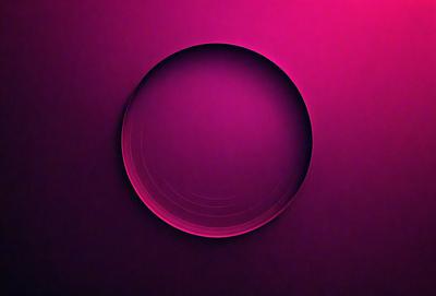 The primary subject of the image is a large, round, pink circle. The setting is a purple background, which creates a striking contrast with the pink circle. The visual style appears to be a combination of a photo and a digital art or illustration, as the circle is depicted in a somewhat surreal manner. The colors and mood of the image are predominantly pink and purple, giving it a vibrant and lively atmosphere.