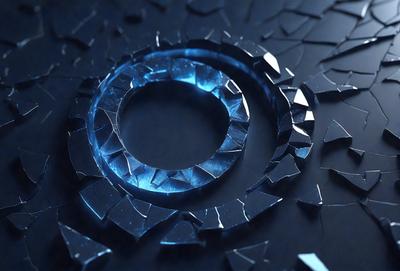 The primary subject of the image is a blue circle, which is the main object, scene, or focus of the image. The setting is a black background, and the visual style appears to be a digital art or illustration. The dominant colors are blue and black, creating a mood of contrast and depth.