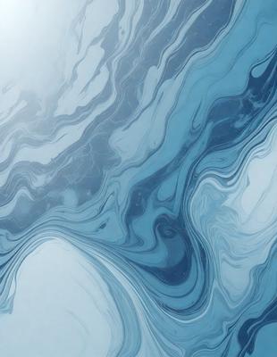 The primary subject of the image is a blue ocean with waves. The setting is the ocean, and the visual style is a photo. The dominant colors are blue and white, creating a serene and calming atmosphere.