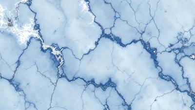 The primary subject of the image is a blue marble surface with a white cloud pattern. The setting is a blue and white marble wall, which serves as the background. The visual style is a close-up of the marble surface, showcasing the intricate cloud pattern. The colors and mood of the image are predominantly blue and white, creating a serene and calming atmosphere.