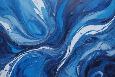 The primary subject of the image is a blue and white swirl pattern, which is the main focus of the image. The setting is a blue background, and the visual style appears to be a digital art or illustration. The dominant colors in the image are blue and white, creating a calming and soothing atmosphere.