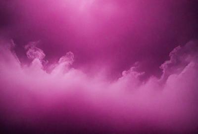 The image features a pink sky with clouds, creating a beautiful and vibrant atmosphere. The clouds are scattered throughout the sky, with some appearing closer to the viewer and others further away. The pink hue of the sky adds a sense of warmth and tranquility to the scene.
