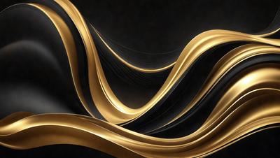 The primary subject of the image is a pattern of gold and black swirls. The setting is a dark background, which contrasts with the swirls, making them stand out. The visual style is a combination of digital art and illustration, creating a unique and eye-catching design. The dominant colors are gold and black, giving the pattern a luxurious and elegant appearance.