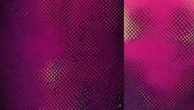 The primary subject of the image is a close-up of a patterned surface, which appears to be a purple background with a pattern of dots. The setting is a room with a wall, and the visual style is a combination of a photo and a digital art or illustration. The colors and mood of the image are predominantly purple, creating a calm and soothing atmosphere.