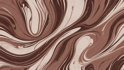 The image features a brown and white swirling pattern, which appears to be a chocolate-colored design. The primary subject is the swirling pattern, which is the main focus of the image. The setting is a brown and white surface, possibly a wall or a table, with the swirling pattern as the background. The visual style is a combination of a photo and a digital art, illustration, or drawing, creating a unique and eye-catching design. The colors and mood of the image are pre