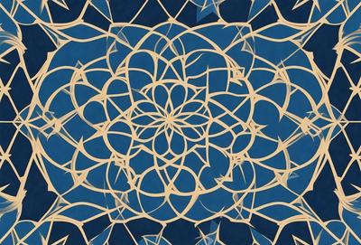 The primary subject of the image is a blue and white geometric pattern, which appears to be a design or a part of a larger artwork. The setting is a blue background, which complements the colors of the pattern. The visual style of the image is a combination of digital art and illustration, creating a unique and intricate design. The dominant colors in the image are blue and white, giving the pattern a clean and modern appearance.