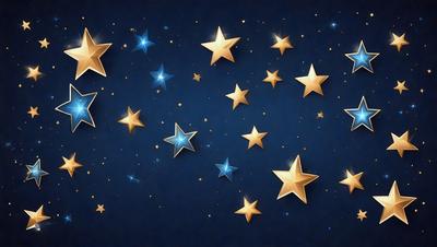 The primary subject of the image is a collection of stars, which are the main objects in the scene. The setting is a dark blue background, which creates a contrasting and dramatic effect. The visual style is a combination of digital art and illustration, as the stars are depicted in a detailed and artistic manner. The colors and mood of the image are predominantly dark and moody, with the blue background and the stars creating a sense of depth and mystery.