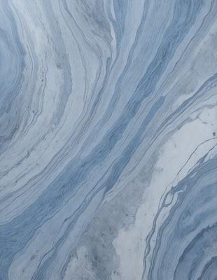 The primary subject of the image is a blue and white marble tile. The setting is a wall with the tile as the main object. The visual style is a close-up of the tile, showcasing its intricate design. The dominant colors are blue and white, creating a calm and sophisticated atmosphere.