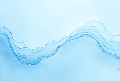 The primary subject of the image is a blue wave, which is the main focus of the scene. The wave is depicted in a digital art style, giving it a modern and visually appealing appearance. The setting is a white surface, which provides a clean and minimalistic backdrop for the wave. The overall atmosphere of the image is serene and calming, with the blue wave as the central point of interest.