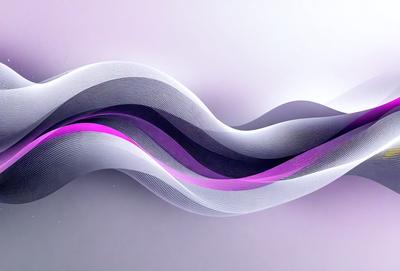 The primary subject of the image is a purple and white wave, which is the main focus of the scene. The wave is depicted in a digital art style, giving it a modern and visually appealing appearance. The setting is a gray background, which provides a clean and minimalist look to the image. The colors and mood of the image are predominantly purple and white, creating a sense of calmness and tranquility.
